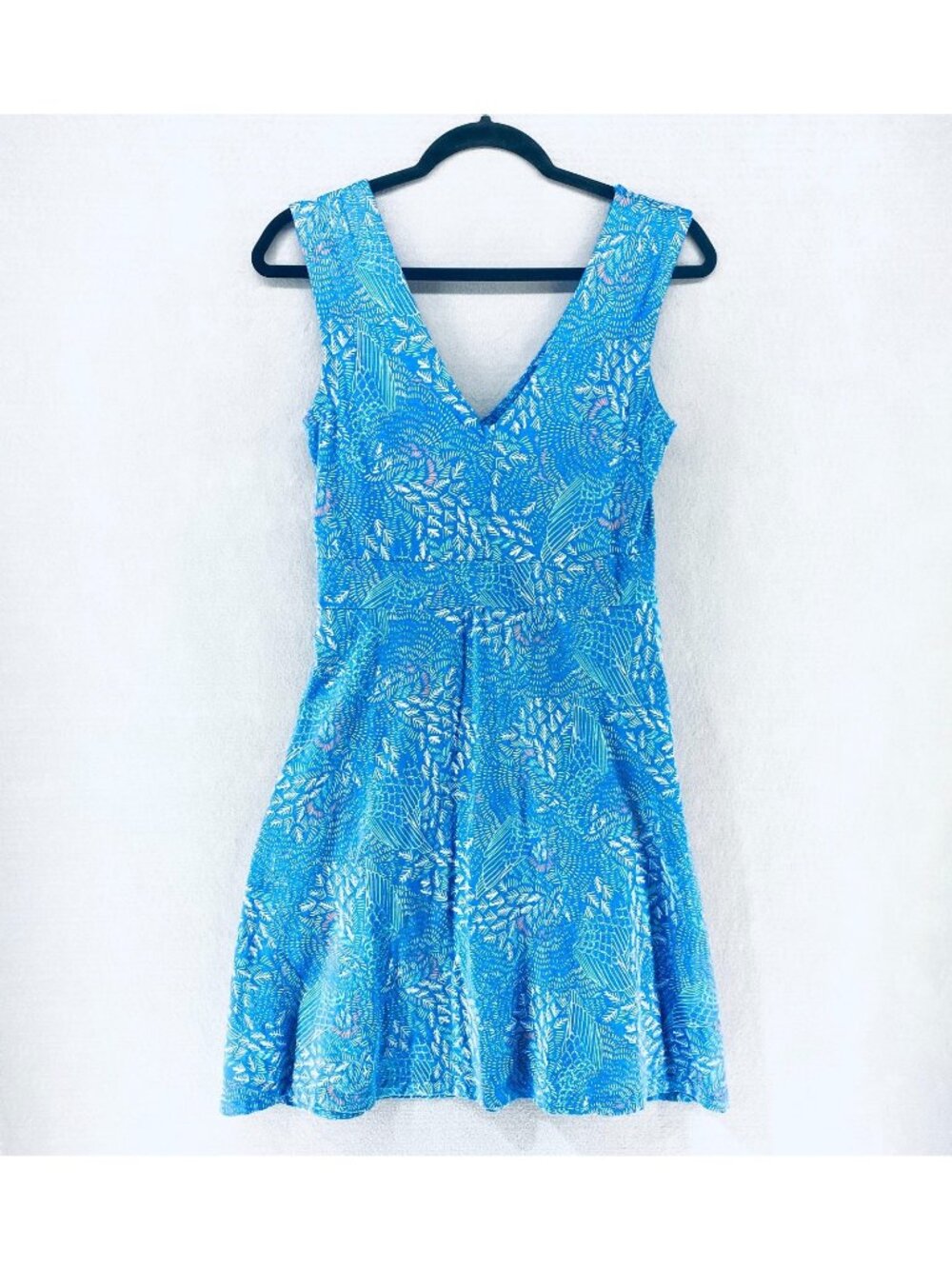 Patagonia Dress Womens S Blue Organic Cotton Blend Knee Length Tennis Wrap